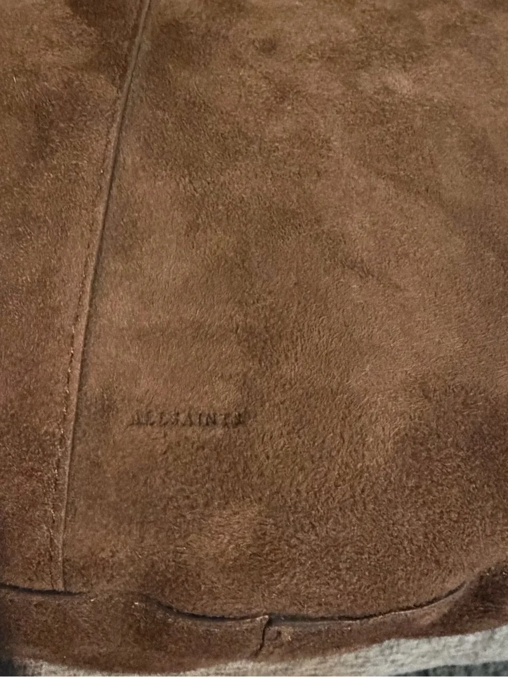 AllSaints Luna Suede Shoulder Bag Fango Brown